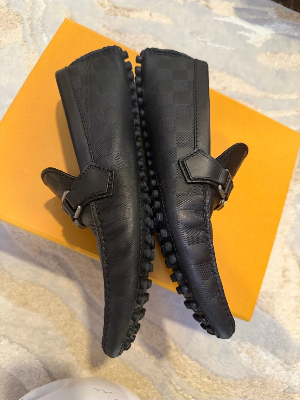 Louis Vuitton Black Damier leather LV Loafers 9